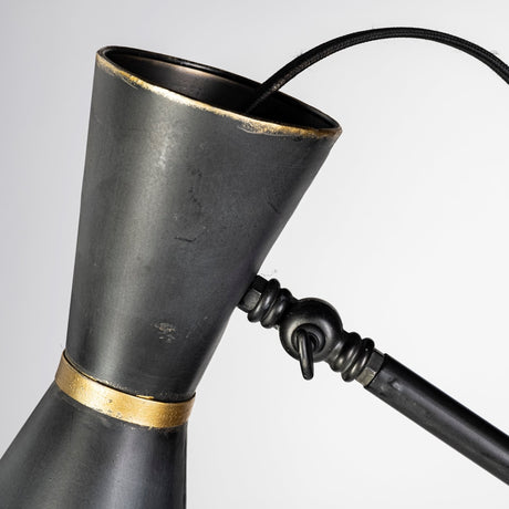 Eris III Black/Brass Metal Cone Shade Floor Lamp by Mercana at Eve Furniture