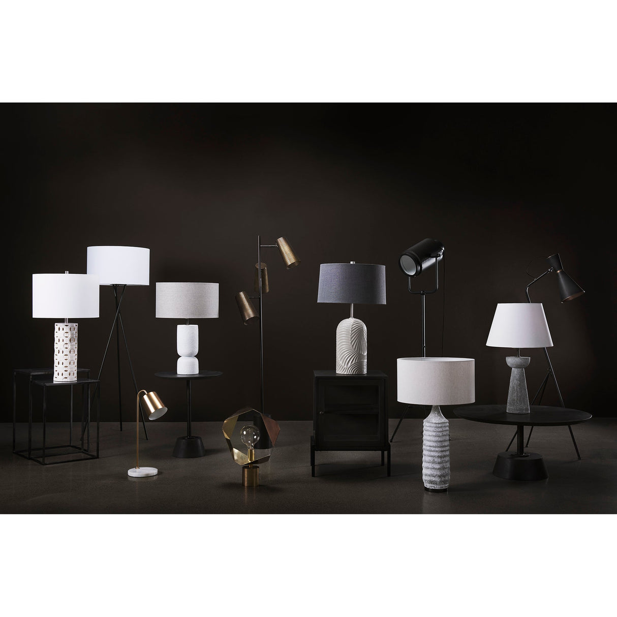 Eris III Black/Brass Metal Cone Shade Floor Lamp by Mercana at Eve Furniture