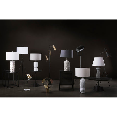 Eris III Black/Brass Metal Cone Shade Floor Lamp by Mercana at Eve Furniture
