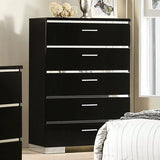 Erlach Black/Chrome 5-Piece Queen Bedroom Set by Furniture of America at Eve Furniture
