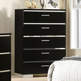 Erlach Black/Chrome 5-Piece Queen Bedroom Set by Furniture of America at Eve Furniture