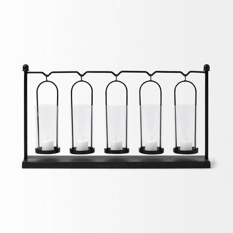 Erlen Black Metal Hanging Votive Five Candle Table Candle Holder by Mercana at Eve Furniture
