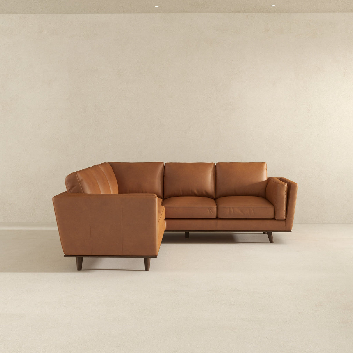 Erman Genuine Tan Leather Corner Sectional Sofa by Ashcroft Furniture at Eve Furniture