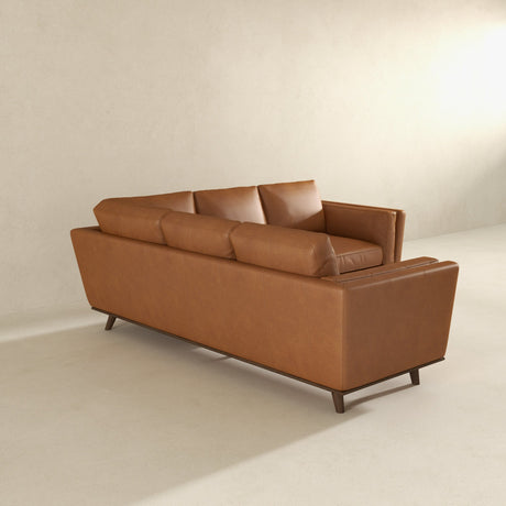 Erman Genuine Tan Leather Corner Sectional Sofa by Ashcroft Furniture at Eve Furniture