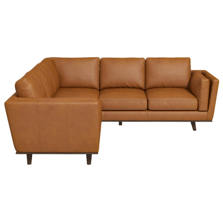 Erman Genuine Tan Leather Corner Sectional Sofa by Ashcroft Furniture at Eve Furniture