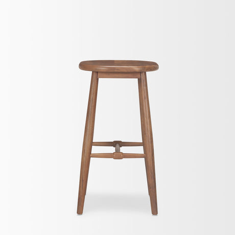 Ernest Medium Brown Wood Bar Stool by Mercana at Eve Furniture