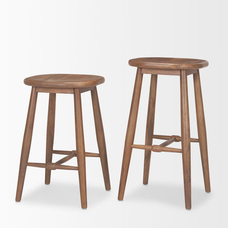 Ernest Medium Brown Wood Bar Stool by Mercana at Eve Furniture