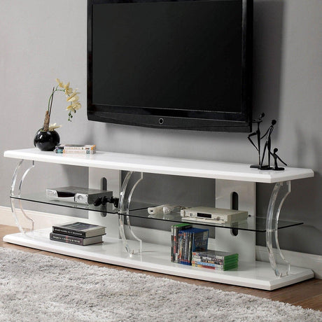 Ernst White/Clear 60" TV Stand by Furniture of America at Eve Furniture