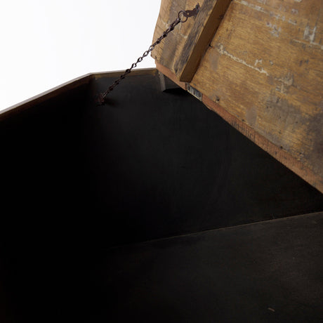 Esagono Octagonal Gold Metal-Clad Reclaimed Wood Coffee Table w/ Storage by Mercana at Eve Furniture