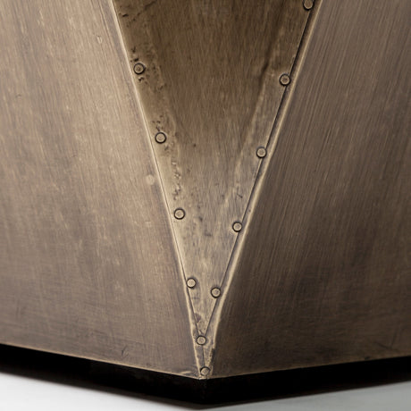 Esagono Octagonal Gold Metal-Clad Reclaimed Wood End/Side Table w/ Storage by Mercana at Eve Furniture