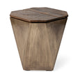 Esagono Octagonal Gold Metal-Clad Reclaimed Wood End/Side Table w/ Storage by Mercana at Eve Furniture