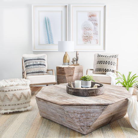 Esagono Octagonal Reclaimed Wood Coffee Table w/ Storage by Mercana at Eve Furniture