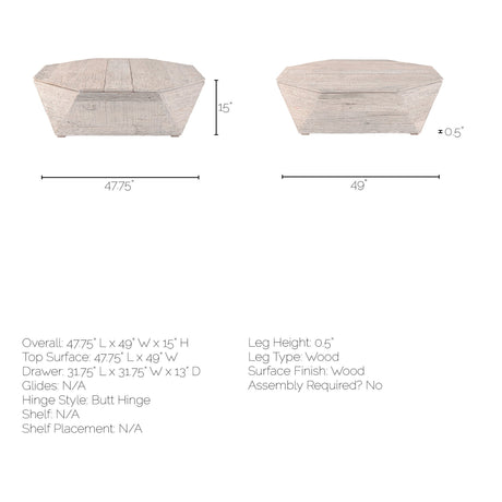 Esagono Octagonal Reclaimed Wood Coffee Table w/ Storage by Mercana at Eve Furniture