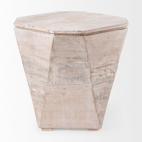 Esagono Octagonal Reclaimed Wood End/Side Table w/ Storage by Mercana at Eve Furniture