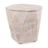 Esagono Octagonal Reclaimed Wood End/Side Table w/ Storage by Mercana at Eve Furniture