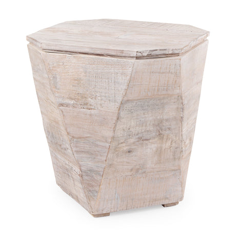 Esagono Octagonal Reclaimed Wood End/Side Table w/ Storage by Mercana at Eve Furniture