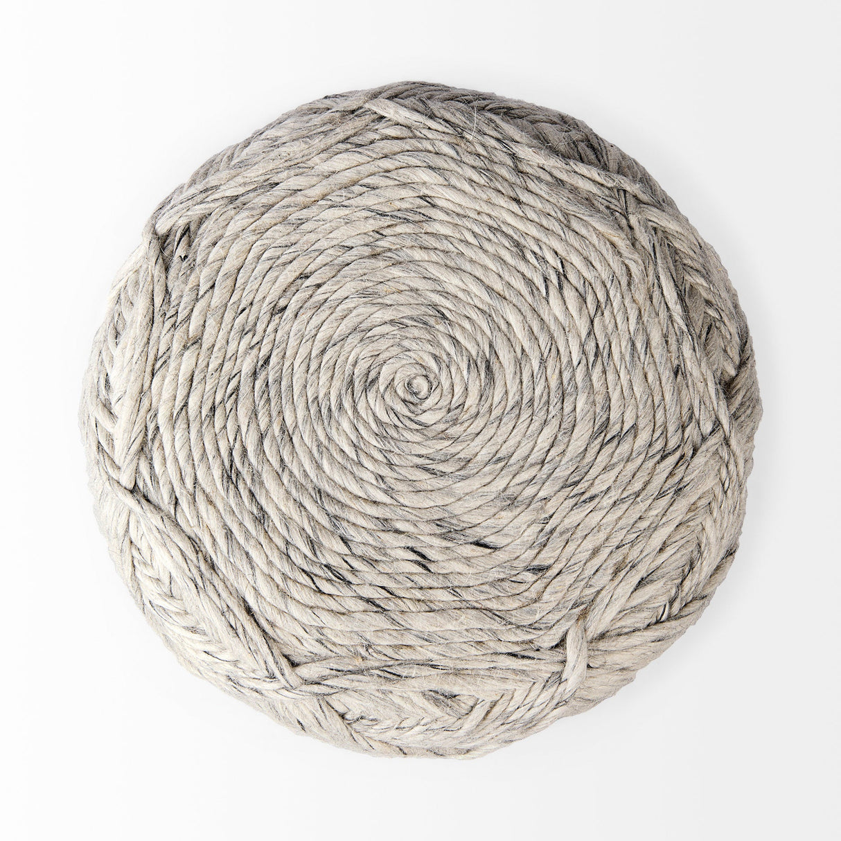 Esfera Beige Chevron Woven Round Pouf by Mercana at Eve Furniture