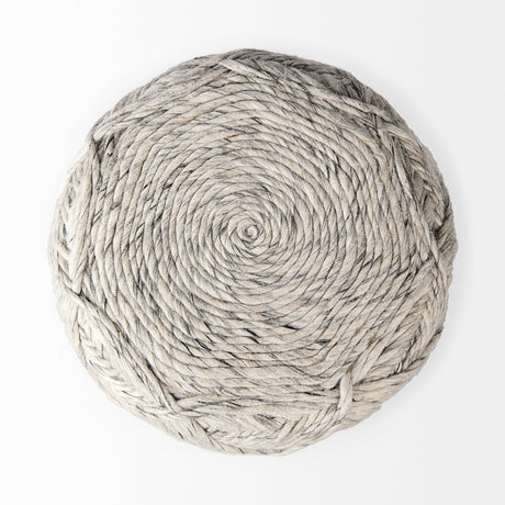 Esfera Beige Chevron Woven Round Pouf by Mercana at Eve Furniture