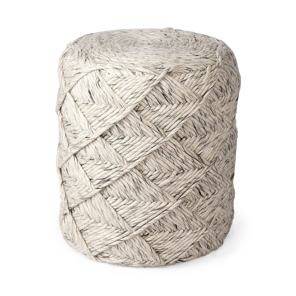 Esfera Beige Chevron Woven Round Pouf by Mercana at Eve Furniture