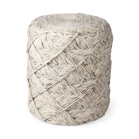 Esfera Beige Chevron Woven Round Pouf by Mercana at Eve Furniture