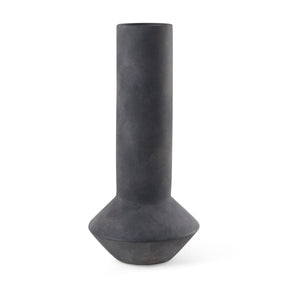 Esme 7.1L x 7.1W x 15.0H Dark Gray Ceramic Vase by Mercana at Eve Furniture