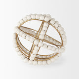 Espanlade I Small 9L x 9W White Wooden Beaded Orb by Mercana at Eve Furniture
