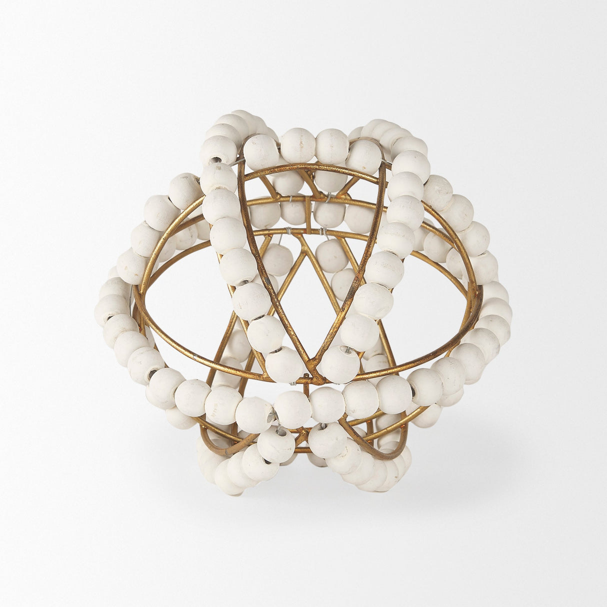 Espanlade I Small 9L x 9W White Wooden Beaded Orb by Mercana at Eve Furniture