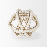 Espanlade I Small 9L x 9W White Wooden Beaded Orb by Mercana at Eve Furniture