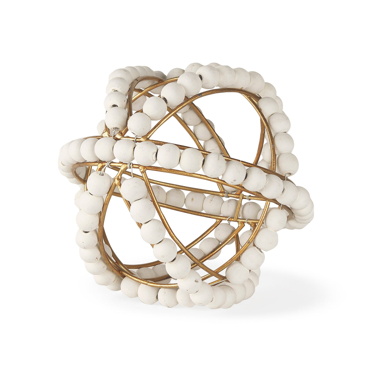 Espanlade I Small 9L x 9W White Wooden Beaded Orb by Mercana at Eve Furniture