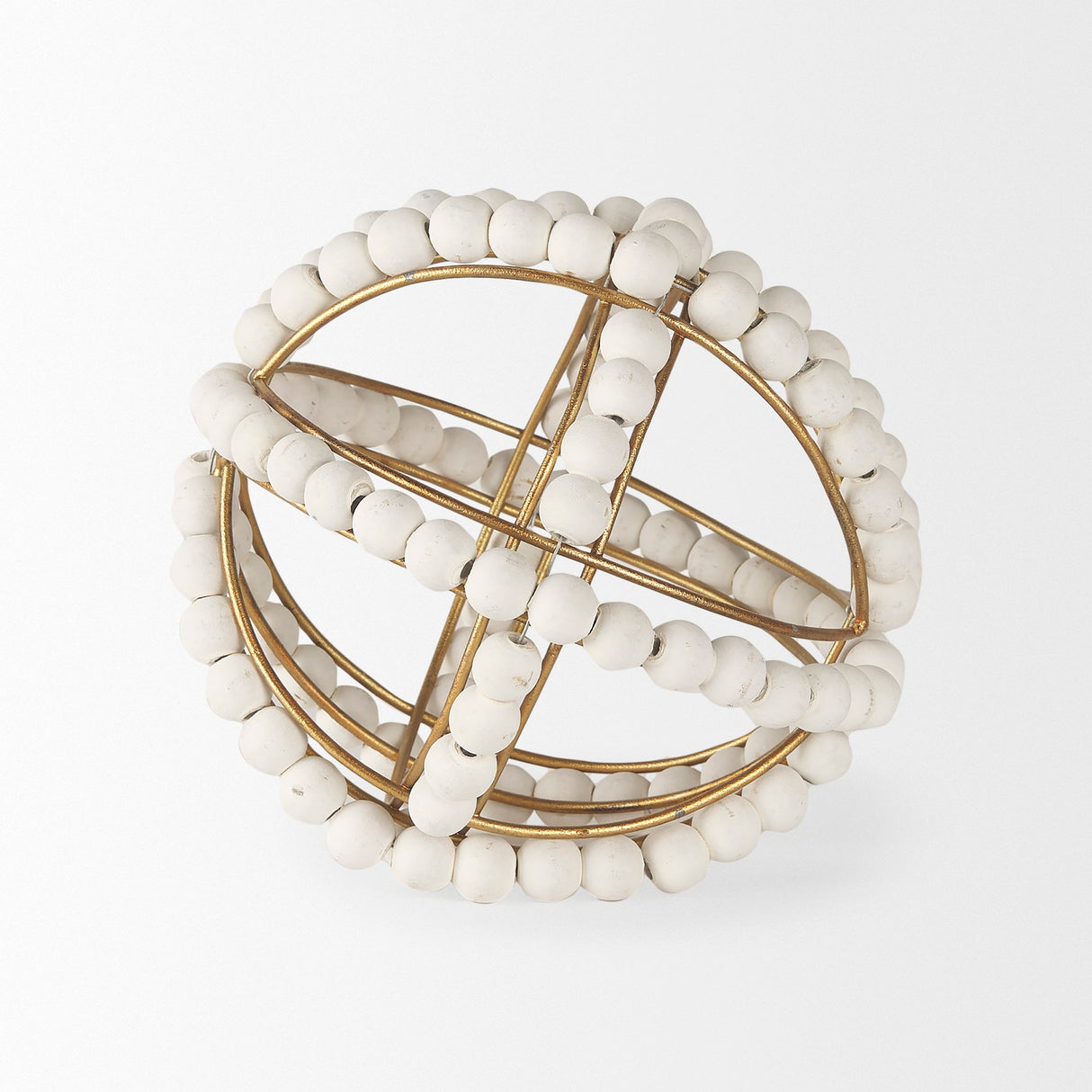 Espanlade I Small White Wooden Beaded Orb by Mercana at Eve Furniture