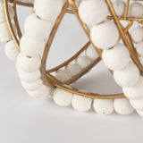 Espanlade I Small White Wooden Beaded Orb by Mercana at Eve Furniture