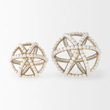 Espanlade I Small White Wooden Beaded Orb by Mercana at Eve Furniture