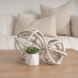 Espanlade II Large 11L x 11W White Wooden Beaded Orb by Mercana at Eve Furniture