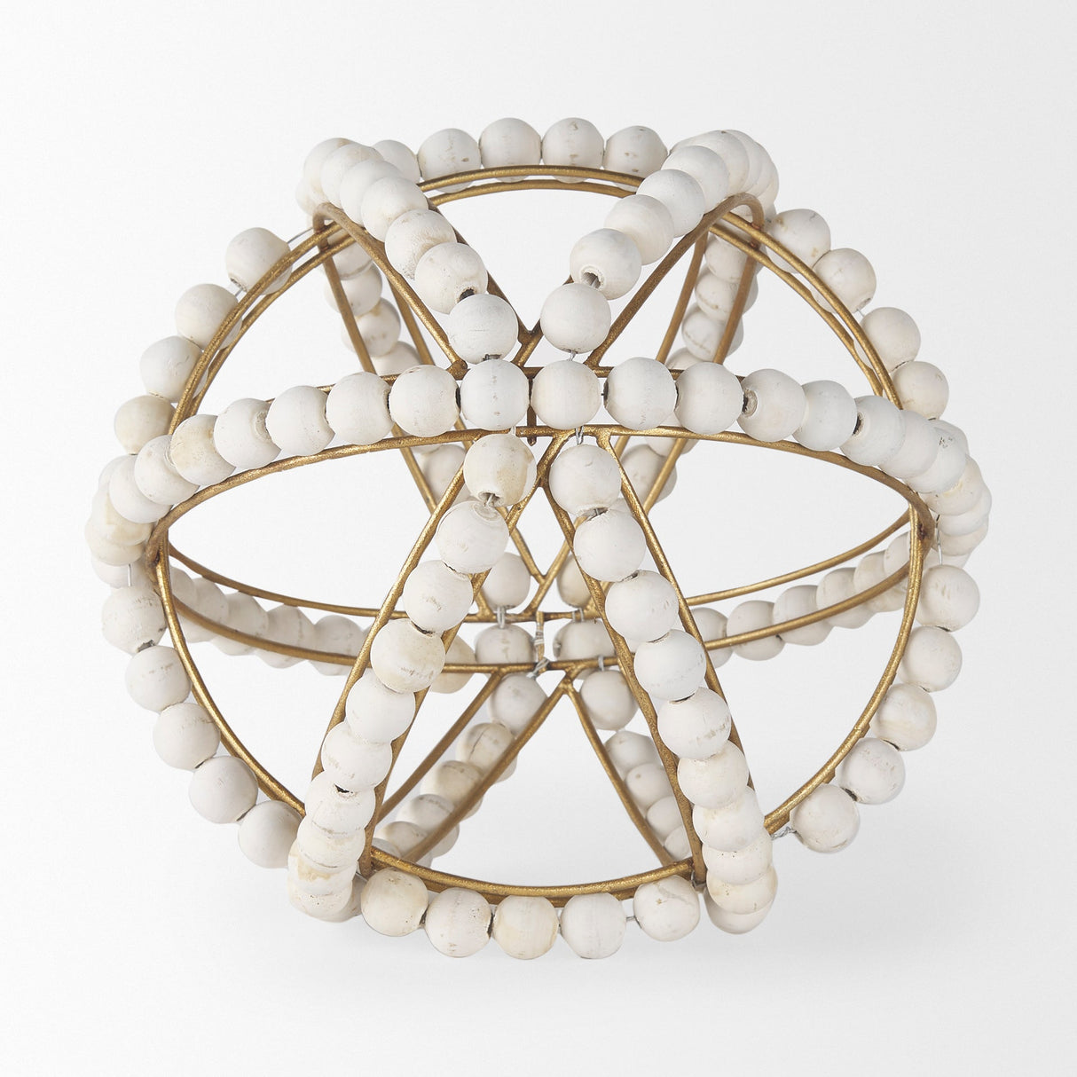 Espanlade II Large 11L x 11W White Wooden Beaded Orb by Mercana at Eve Furniture