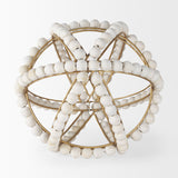 Espanlade II Large 11L x 11W White Wooden Beaded Orb by Mercana at Eve Furniture