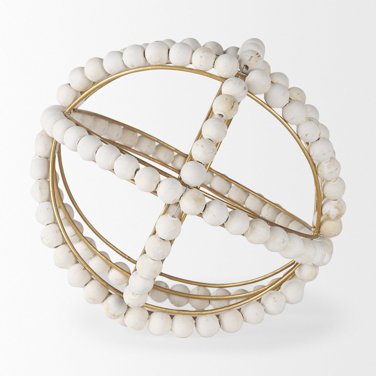 Espanlade II Large 11L x 11W White Wooden Beaded Orb by Mercana at Eve Furniture