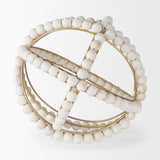 Espanlade II Large 11L x 11W White Wooden Beaded Orb by Mercana at Eve Furniture