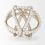 Espanlade II Large 11L x 11W White Wooden Beaded Orb by Mercana at Eve Furniture