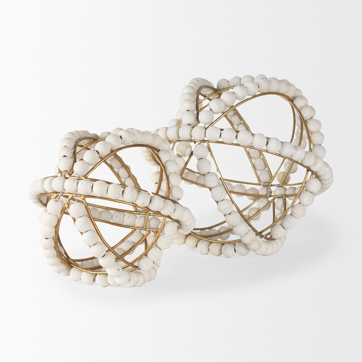Espanlade II Large 11L x 11W White Wooden Beaded Orb by Mercana at Eve Furniture