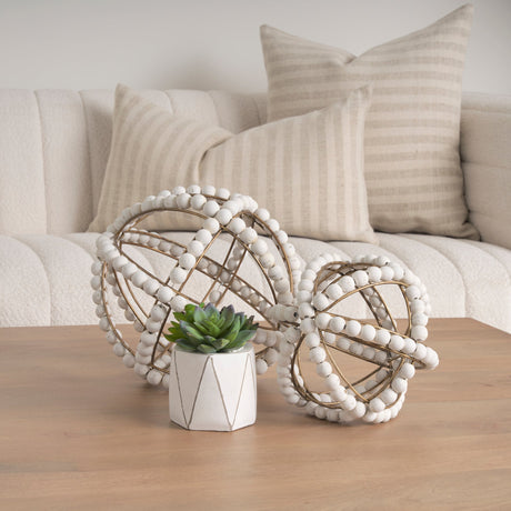 Espanlade II Large White Wooden Beaded Orb by Mercana at Eve Furniture