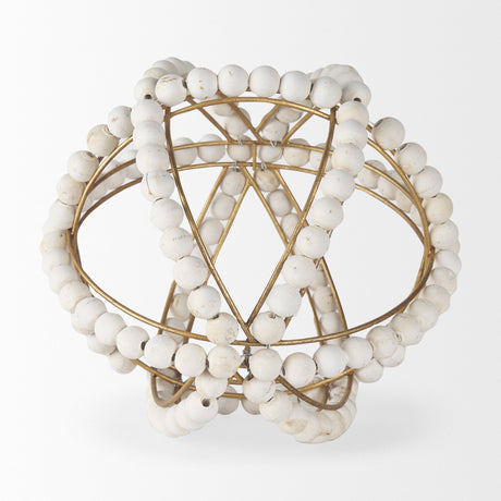 Espanlade II Large White Wooden Beaded Orb by Mercana at Eve Furniture