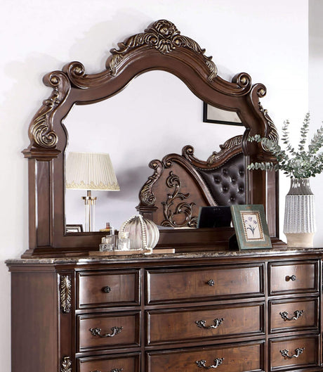 Esparanza Brown Cherry 4-Piece Queen Bedroom Set by Furniture of America at Eve Furniture