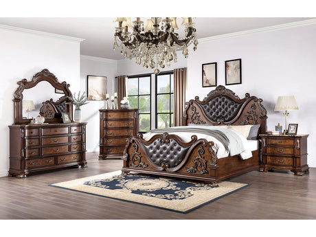 Esparanza Brown Cherry 4-Piece Queen Bedroom Set by Furniture of America at Eve Furniture