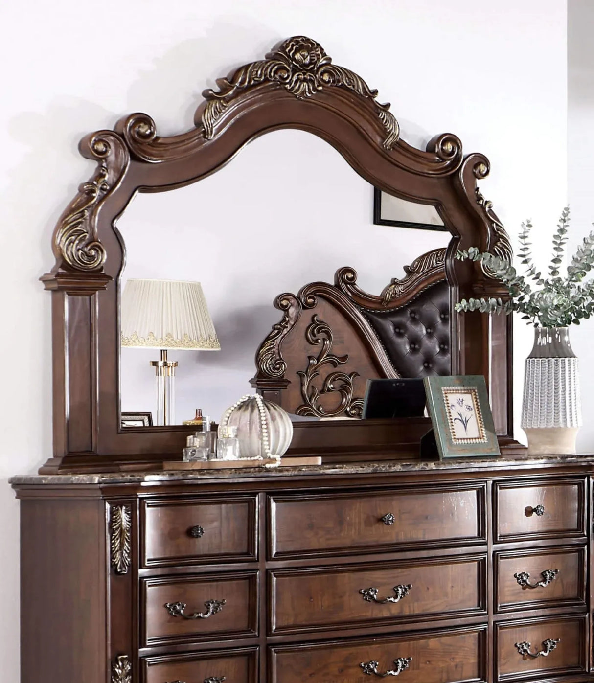 Esparanza Brown Cherry 5-Piece Queen Bedroom Set by Furniture of America at Eve Furniture