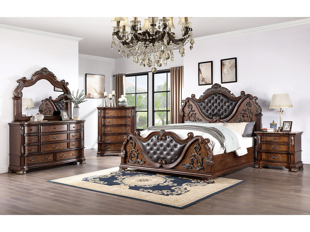 Esparanza Brown Cherry 5-Piece Queen Bedroom Set by Furniture of America at Eve Furniture