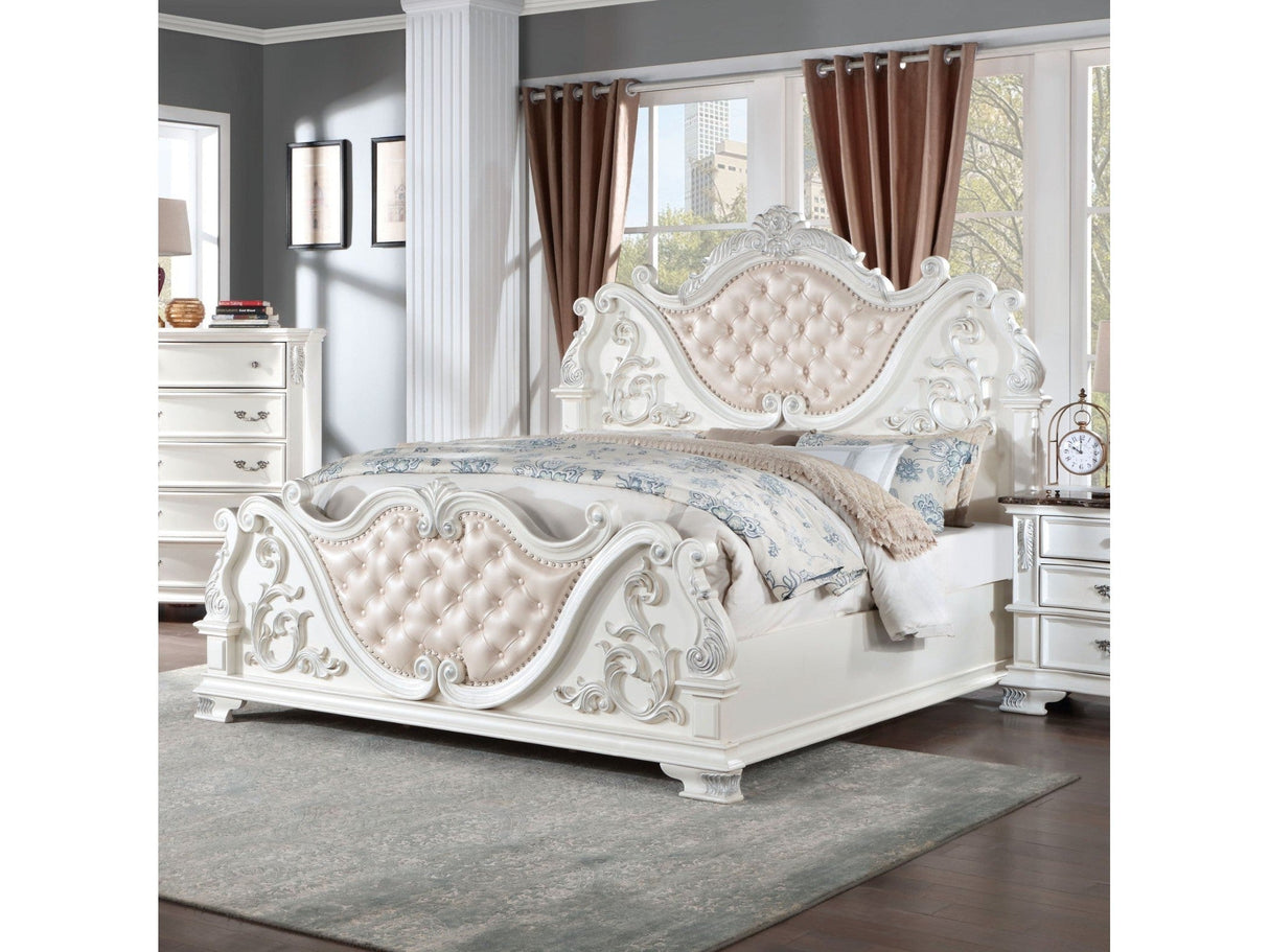 Esparanza Pearl White 4-Piece Queen Bedroom Set by Furniture of America at Eve Furniture