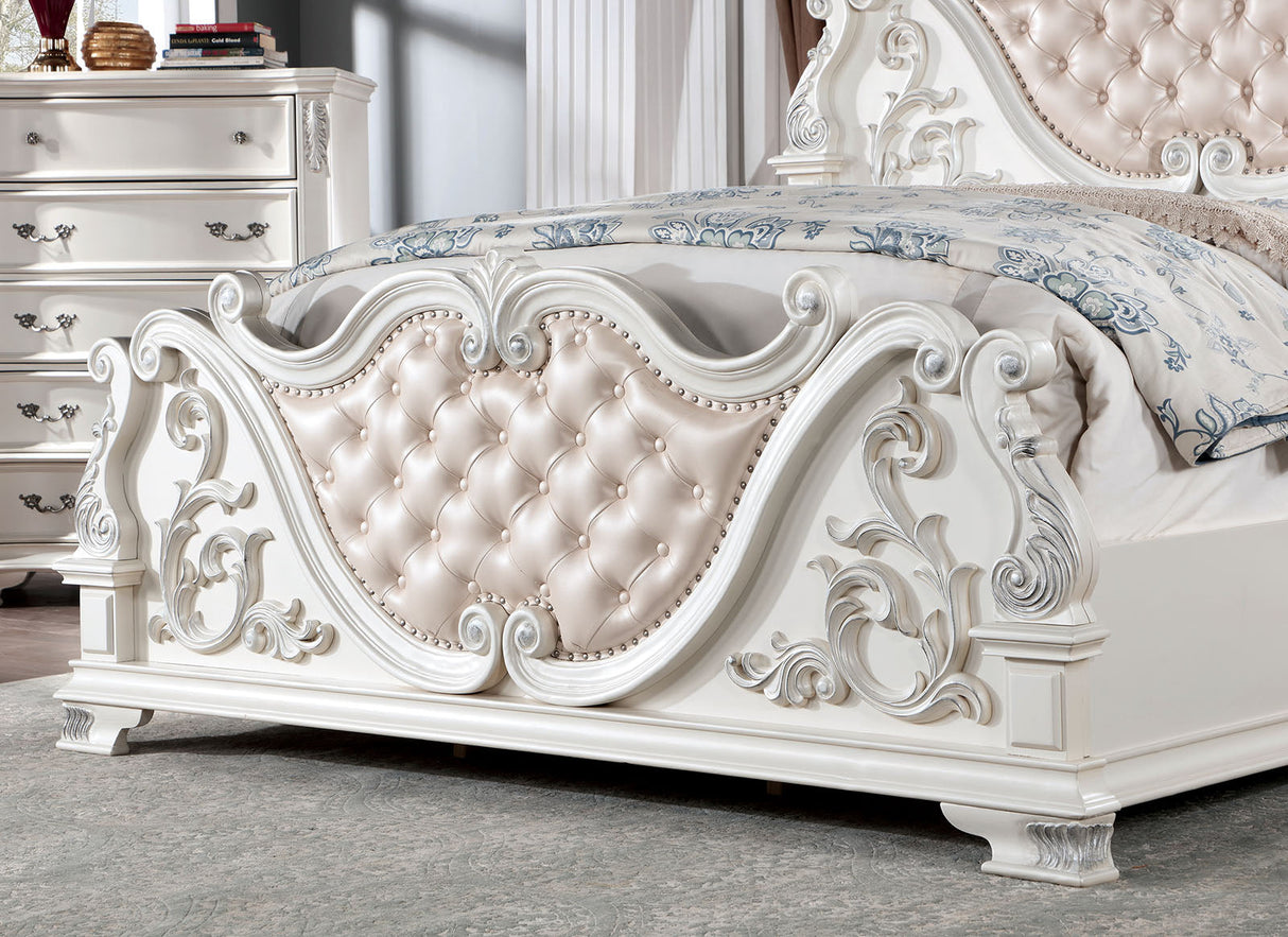 Esparanza Pearl White 4-Piece Queen Bedroom Set by Furniture of America at Eve Furniture