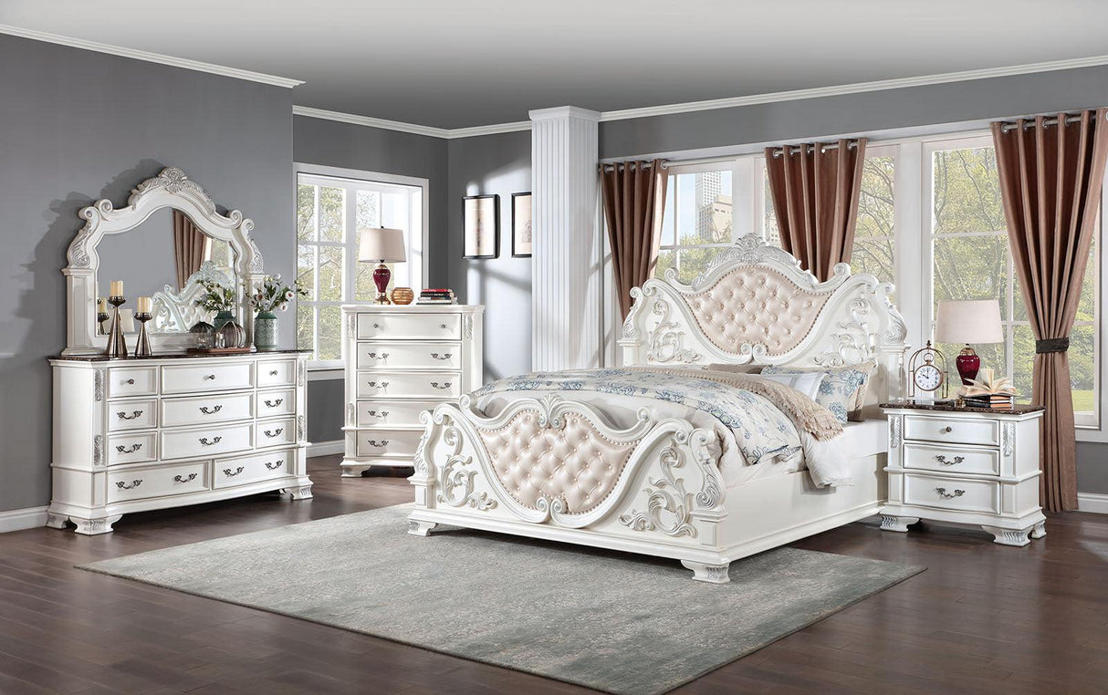 Esparanza Pearl White King Bed by Furniture of America at Eve Furniture