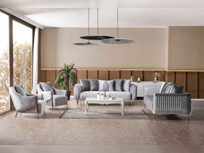 Esperanza Light Gray 4-Piece Living Room Set (2 Sofa & 2 Chair) by Furnia at Eve Furniture