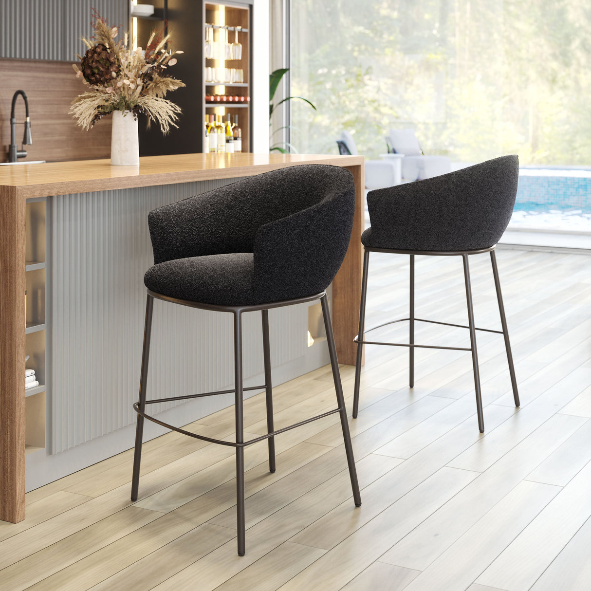 Essen Black & Bronze Barstool by Zuomod at Eve Furniture